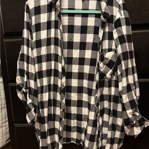 Classic Black and White Plaid Women's Button Down Shirt